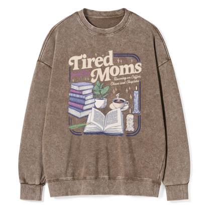 Pagewings Tired Moms Book Club Unisex Washed Sweatshirt