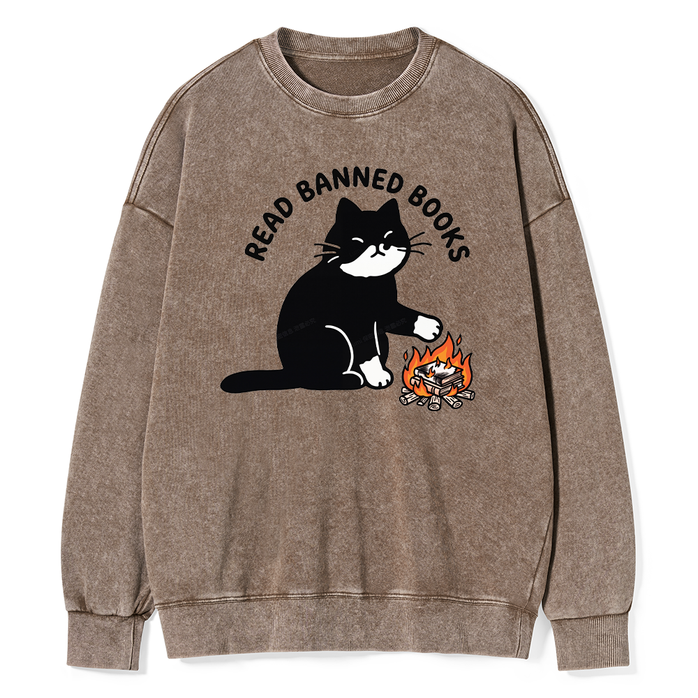 Pagewings Read Banned Books Unisex Washed Sweatshirt