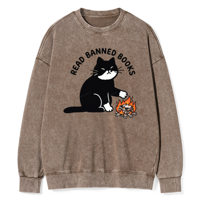 Pagewings Read Banned Books Unisex Washed Sweatshirt