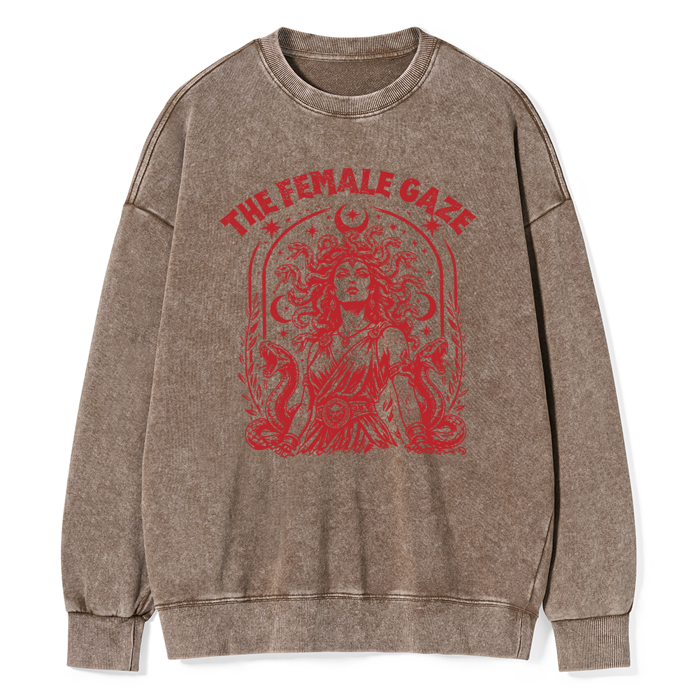 Pagewings Vintage Medusa Feminist Unisex Washed Sweatshirt