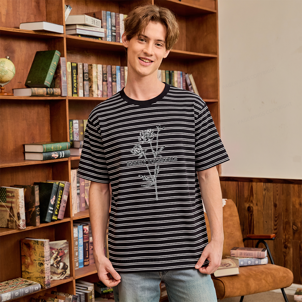 Pagewings Barely Tolerable Unisex Striped T-Shirt