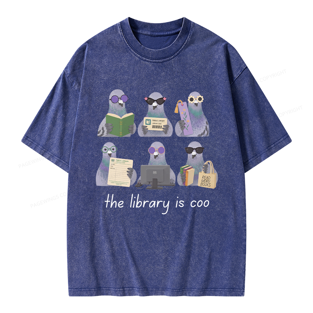 Pagewings Librarian Pigeon Unisex Washed T-shirt