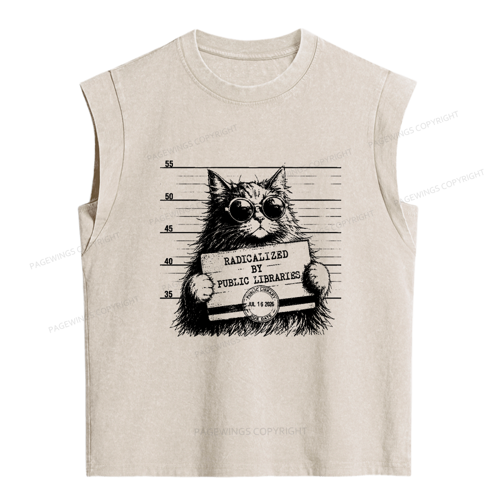 Pagewings Radicalized By Public Libraries Women's Washed Tank Top
