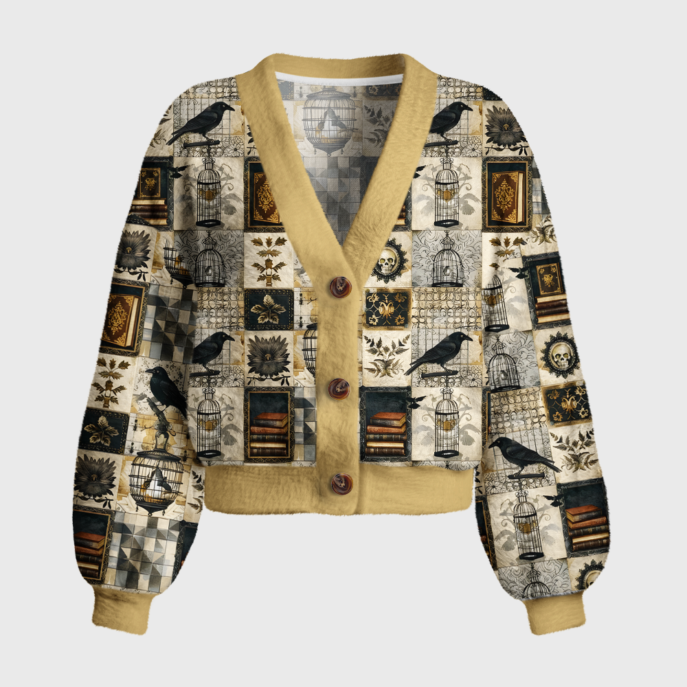 Pagewings Horror Book Lovers 7007X Women's Cardigan Sweater