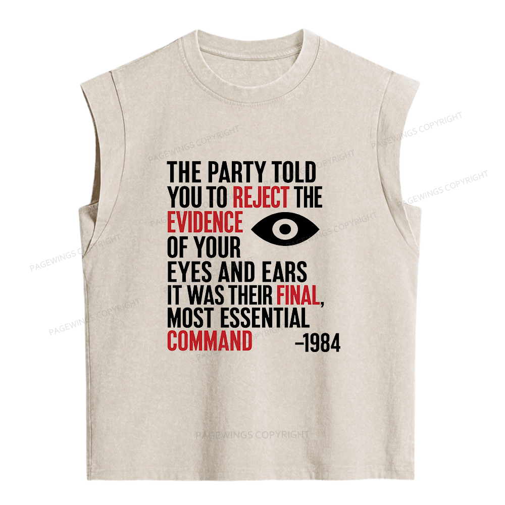 Pagewings Dystopia Quote Women's Washed Tank Top