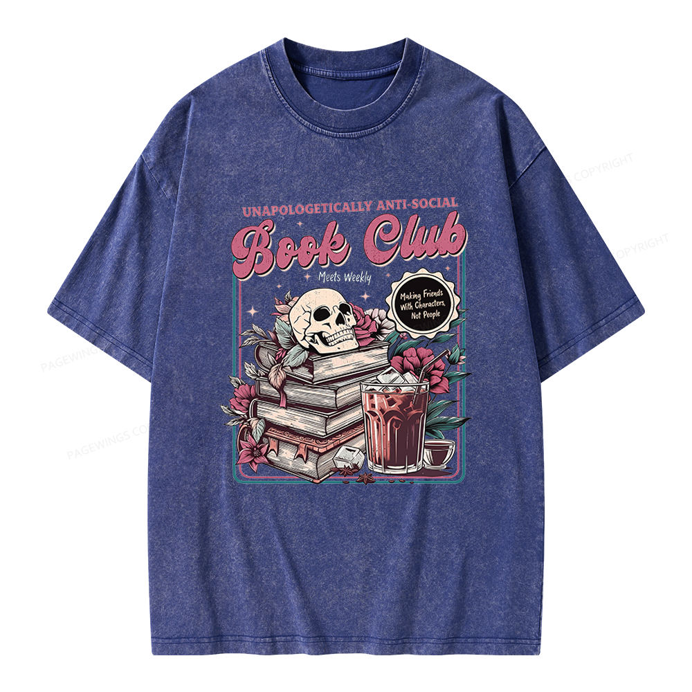 Pagewings Vintage Book Club Unisex Washed T-shirt