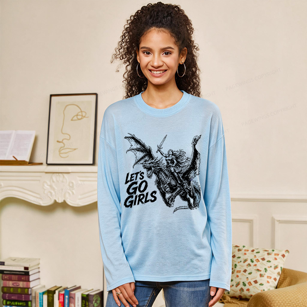 Pagewings Woman Dragon Rider Unisex Lightweight Long Sleeve T-Shirt