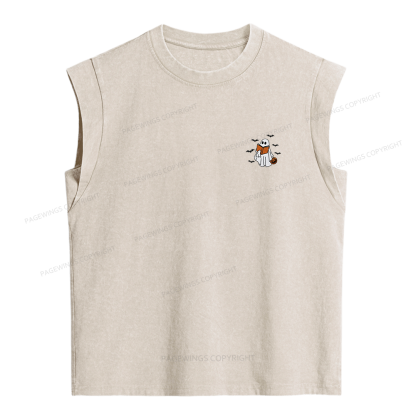 Pagewings Embroidered Book Lover Halloween Women's Washed Tank Top