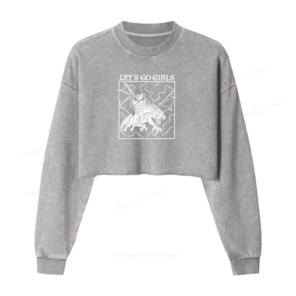 Pagewing Let's Go Girls Bookish Washed Crop Sweatshirt