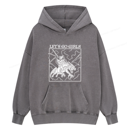 Pagewings Retro Dragon Rider Unisex Washed Hoodie