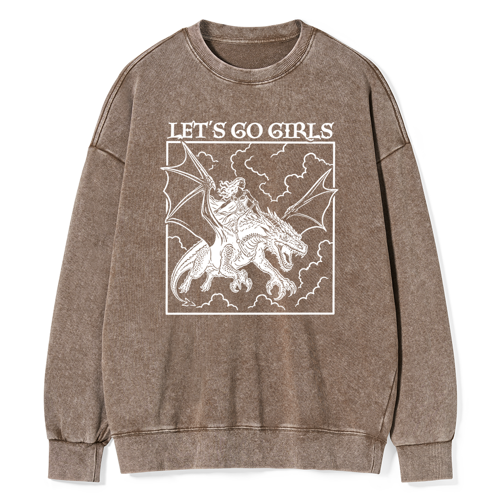 Pagewing Let's Go Girls Read Unisex Washed Sweatshirt