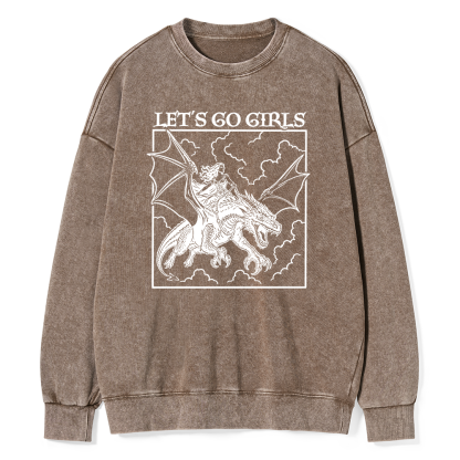 Pagewing Let's Go Girls Read Unisex Washed Sweatshirt