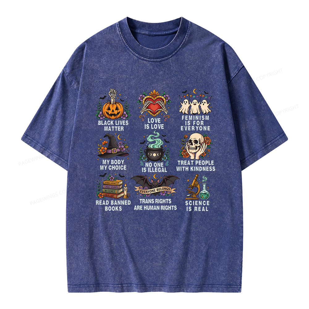 Pagewings Inclusive Halloween Unisex Washed T-shirt
