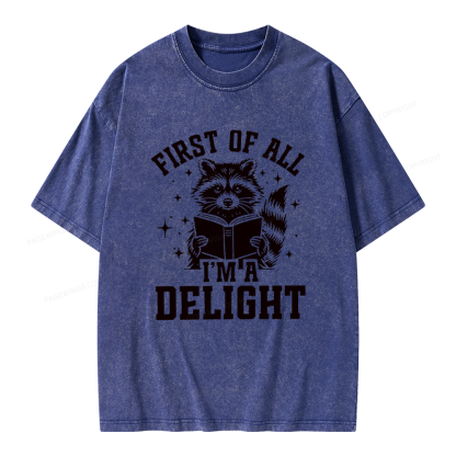Pagewings First of All I’m a Delight Unisex Washed T-shirt