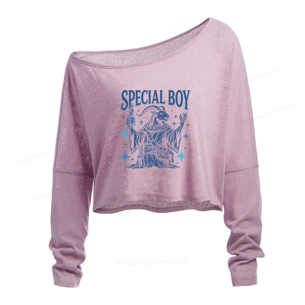 Pagewings Sci-Fi Book Lover Slouchy Long Sleeve Off Shoulder T-shirt