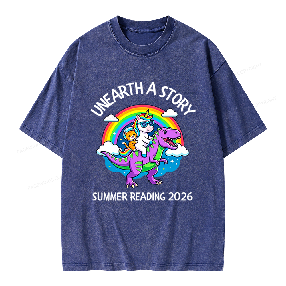 Pagewings Summer Reading Unisex Washed T-shirt
