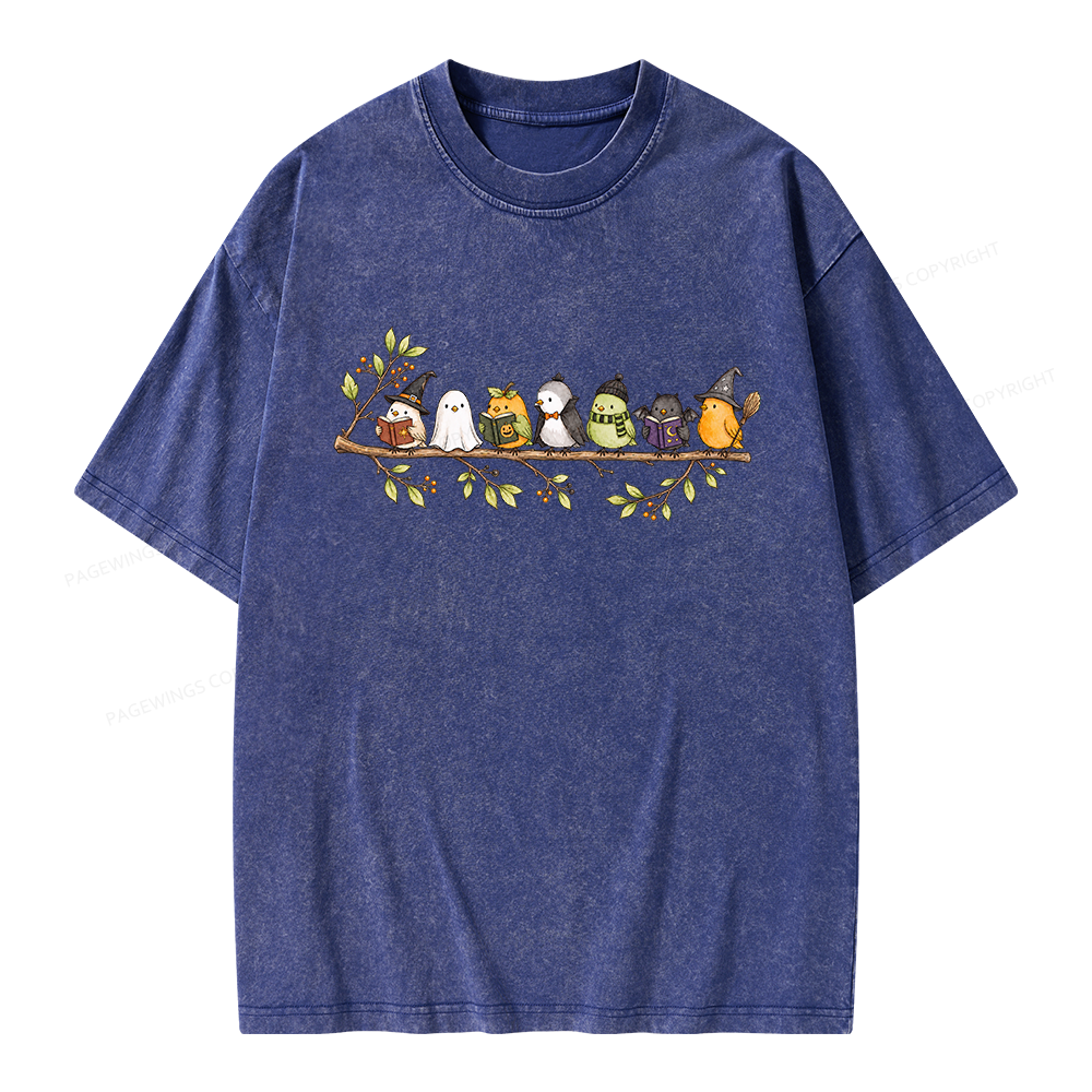 Pagewings Halloween Bird Unisex Washed T-shirt