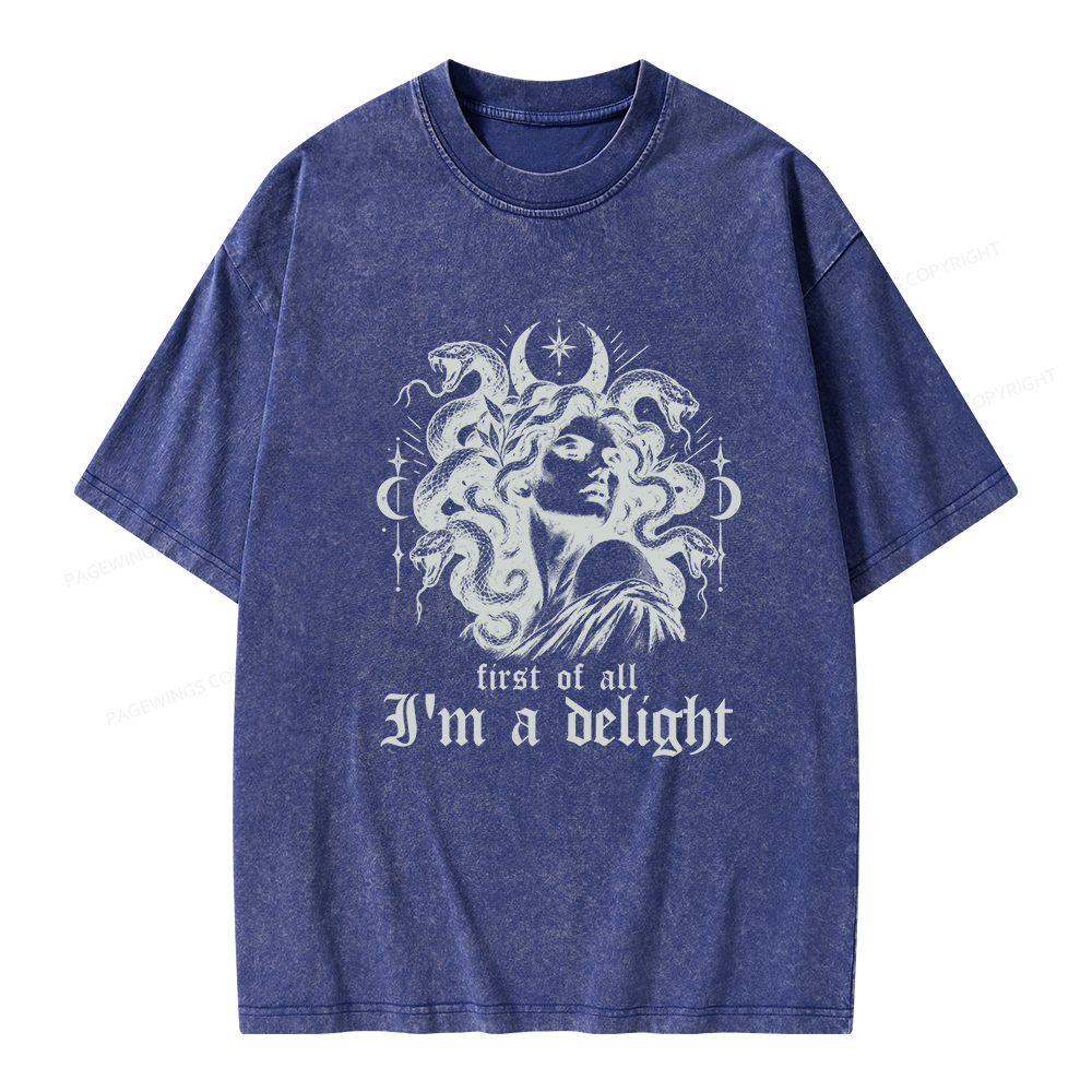 Pagewings First of All I'm a Delight Unisex Washed T-shirt