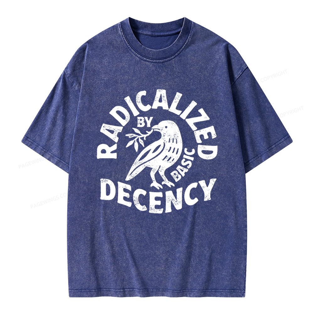 Pagewings Radicalized By Basic Decency Unisex Washed T-shirt