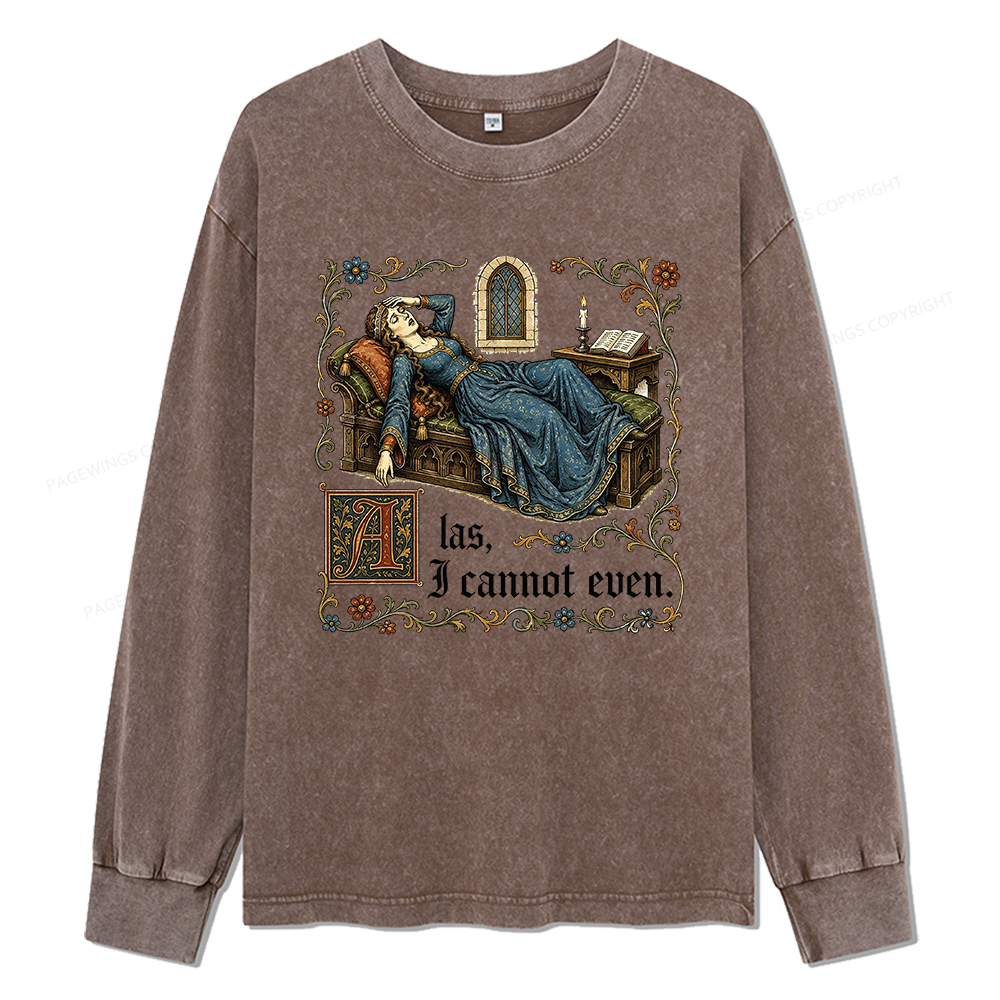 Pagewings Medieval Book Lover Unisex Washed Long Sleeve T-shirt