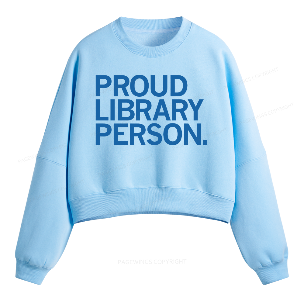 Pagewings Proud Library Person Fleece Crop Sweatshirt