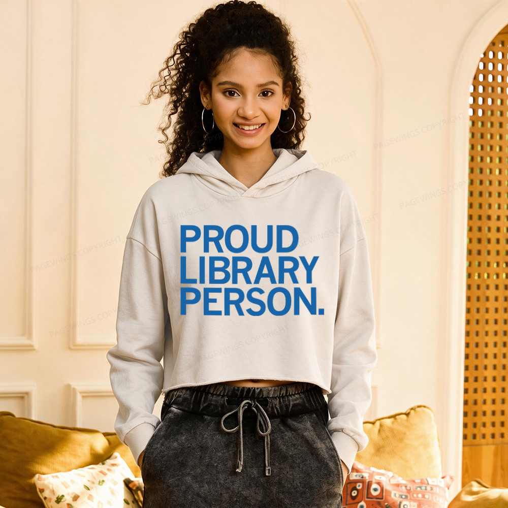 Pagewings Proud Library Person Washed Crop Hoodie