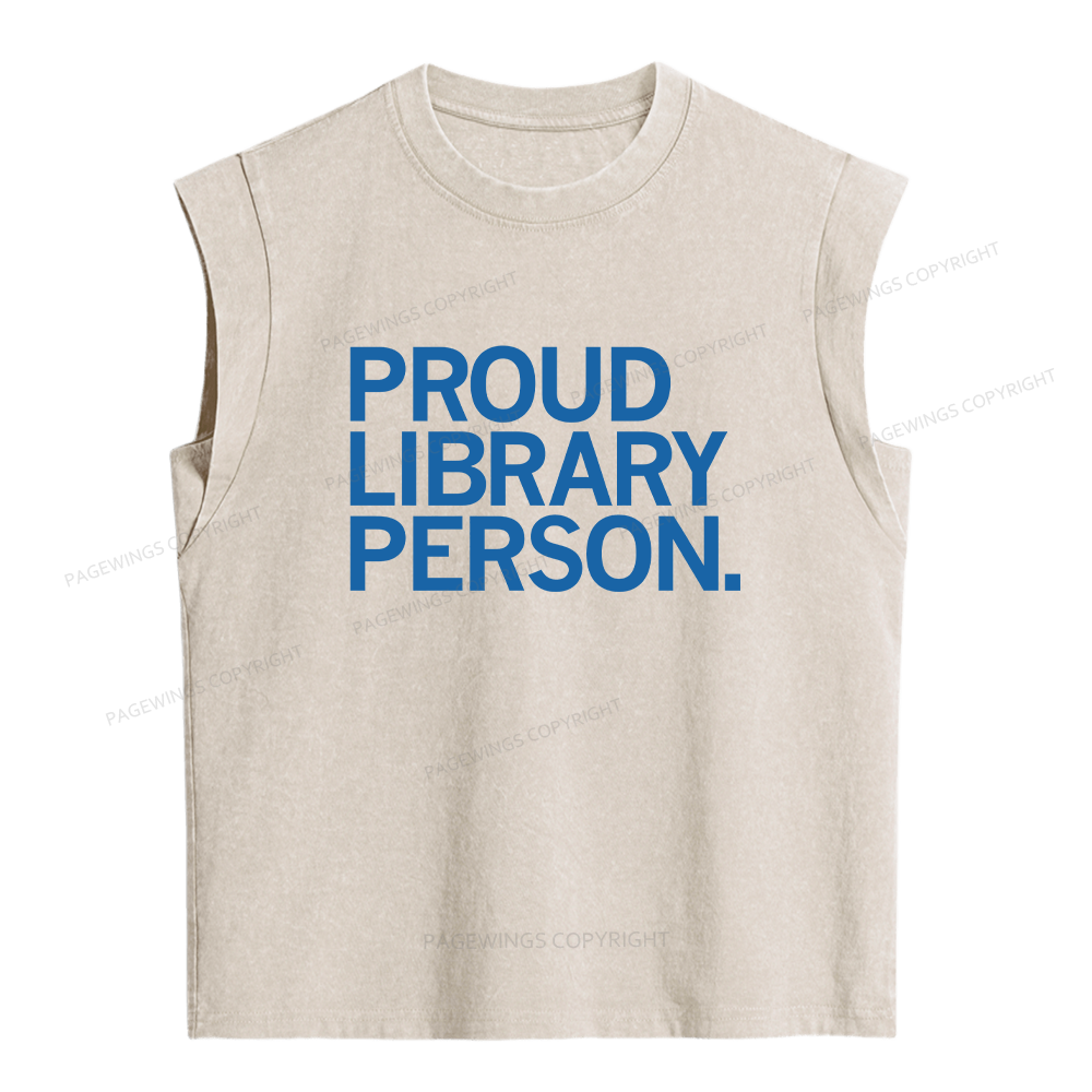 Pagewings Proud Library Person Women's Washed Tank Top