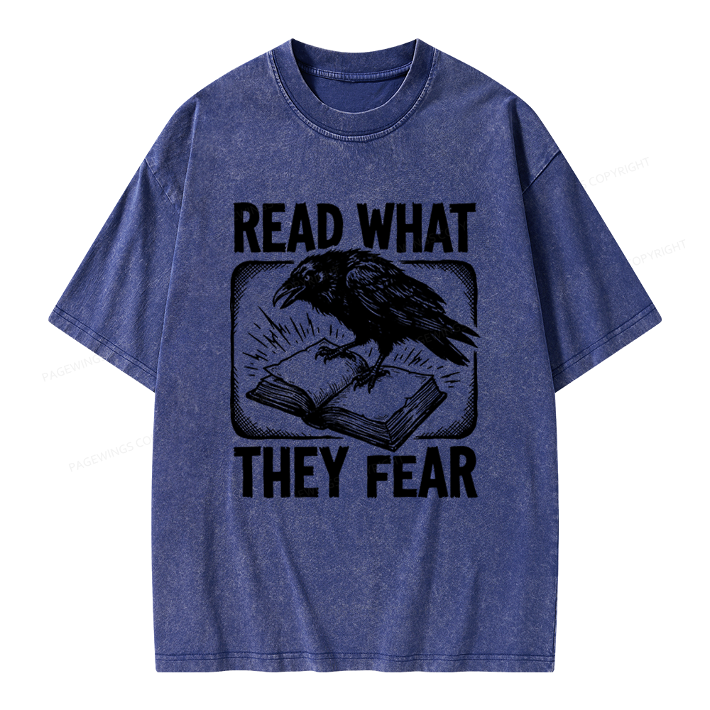 Pagewings Read What They Fear Unisex Washed T-shirt