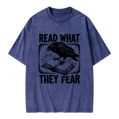 Pagewings Read What They Fear Unisex Washed T-shirt