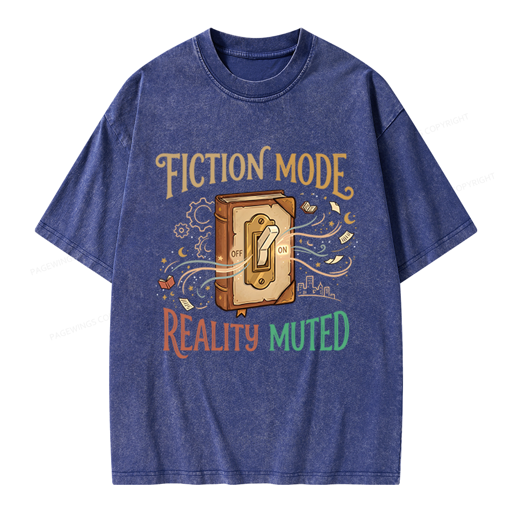 Pagewings Fiction Mode On Unisex Washed T-shirt