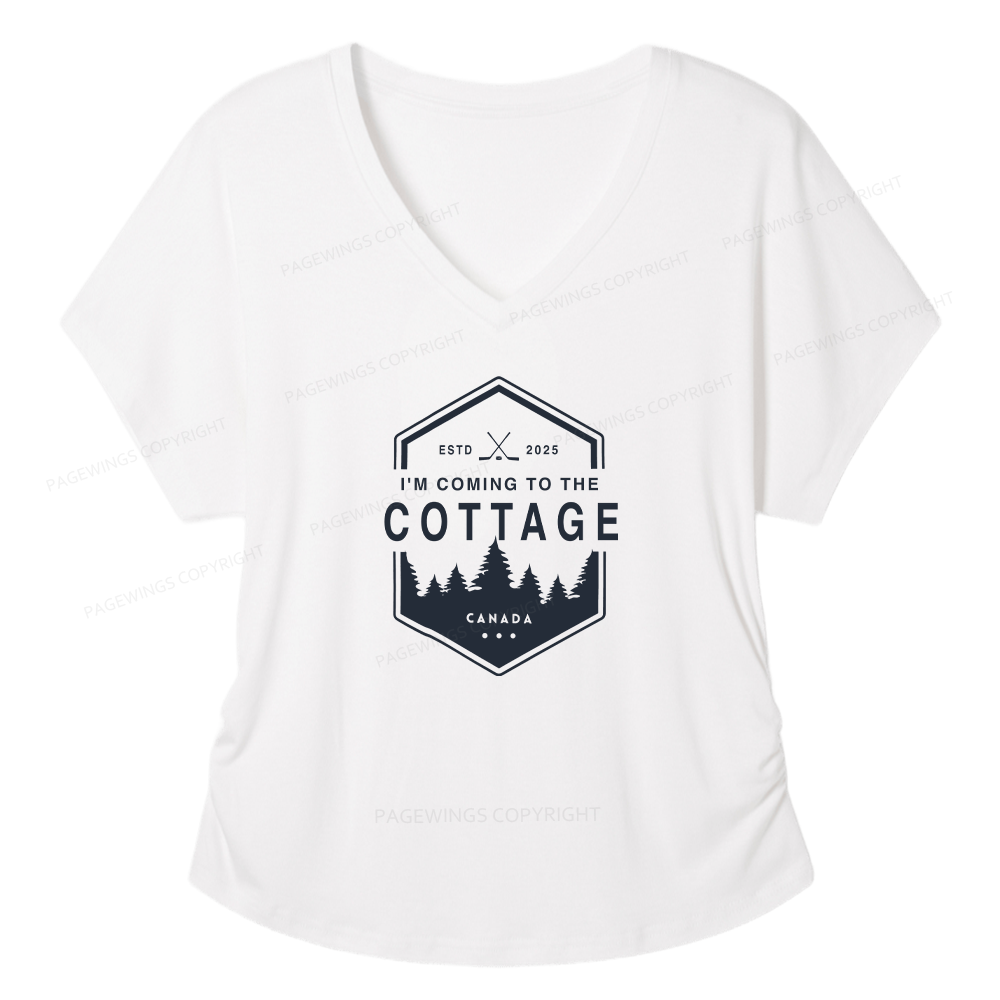 Pagewings Coming To The Cottage Soft Women's Modal V-neck T-shirt