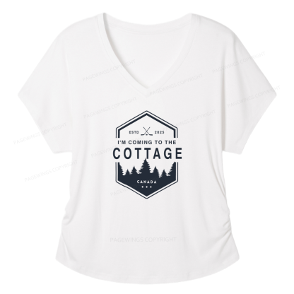 Pagewings Coming To The Cottage Soft Women's Modal V-neck T-shirt