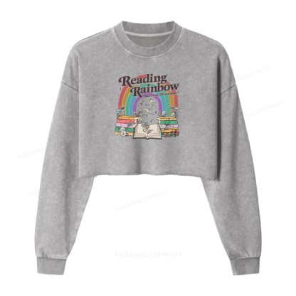 Pagewings Take A Look It's In A Book Washed Crop Sweatshirt