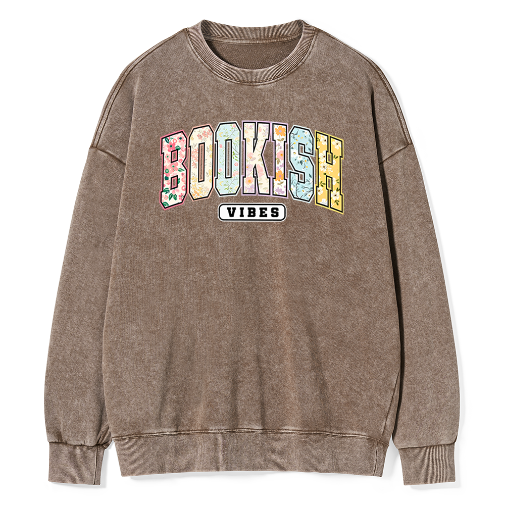 Pagewings Bookish Vibes Unisex Washed Sweatshirt