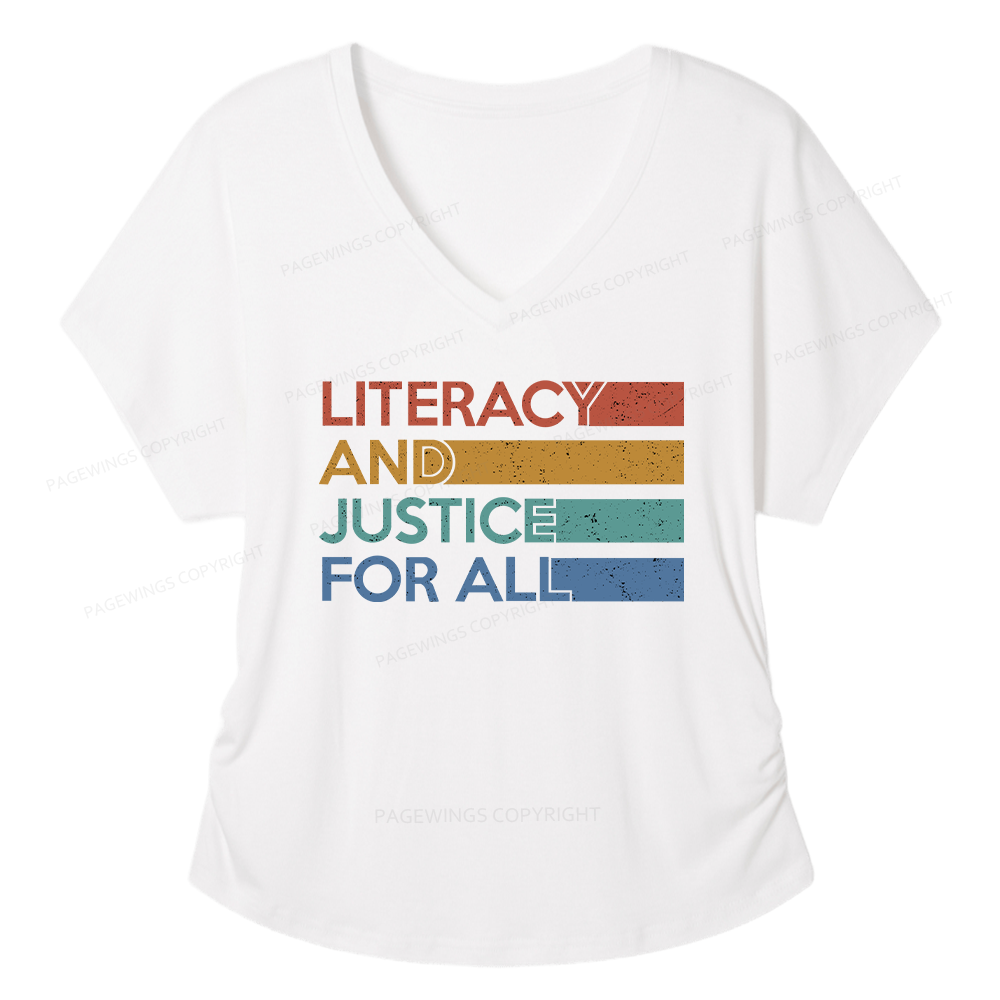 Pagewings Literacy and Justice For All Soft Women's Modal V-neck T-shirt
