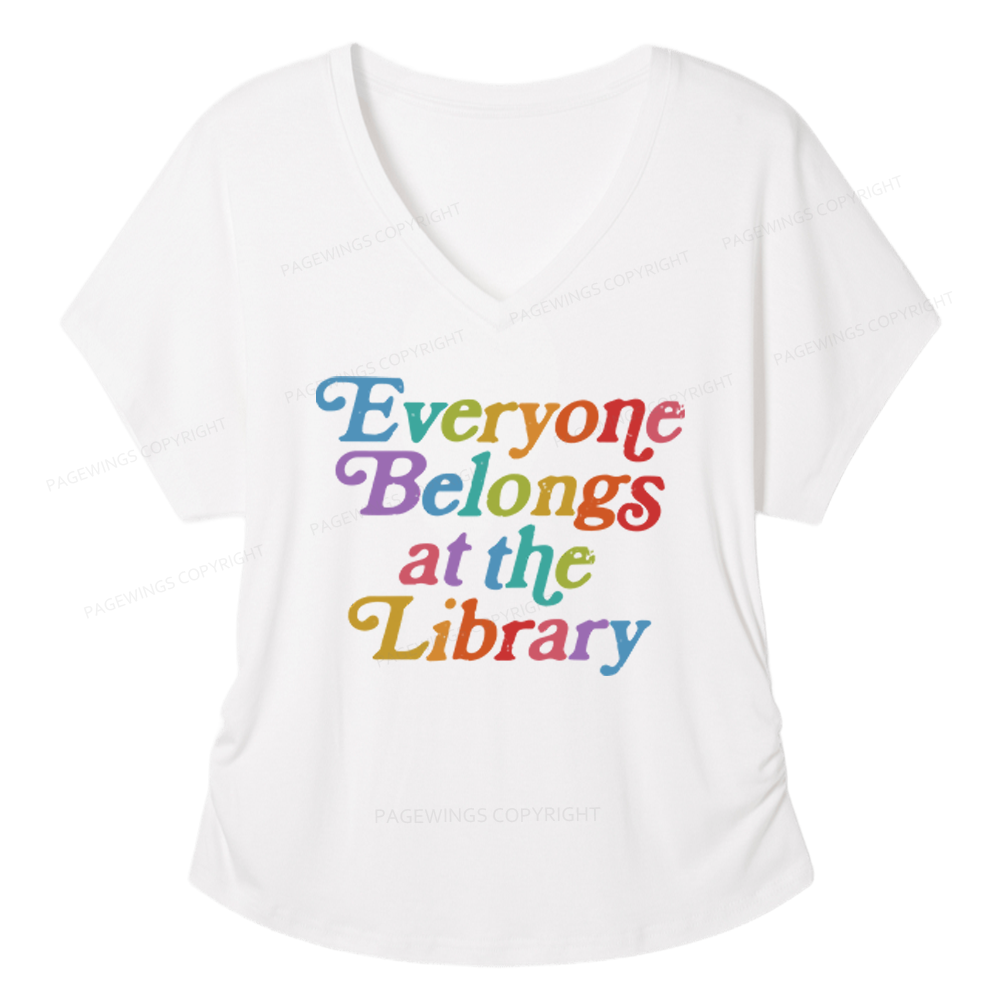 Pagewings Everyone Belongs At The Library Soft Women's Modal V-neck T-shirt
