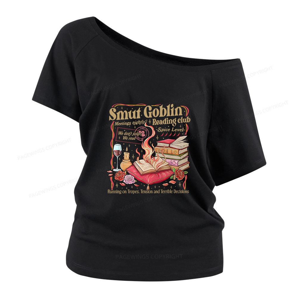 Pagewings Smut Goblin Dark Romance Women Off Shoulder T-shirts