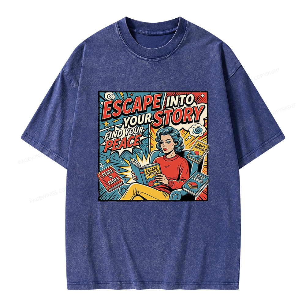 Pagewings Escape Into Your Story Unisex Washed T-shirt