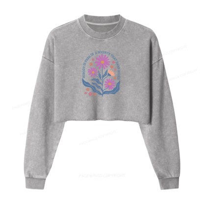 Pagewings Read Banned Books Washed Crop Sweatshirt