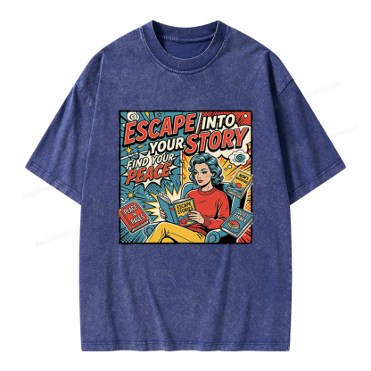 Pagewings Escape Into Your Story Unisex Washed T-shirt