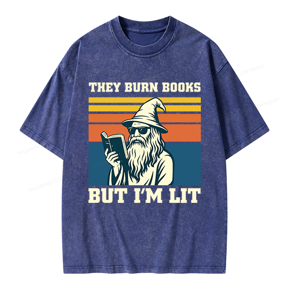 Pagewings They Burn Books Unisex Washed T-shirt