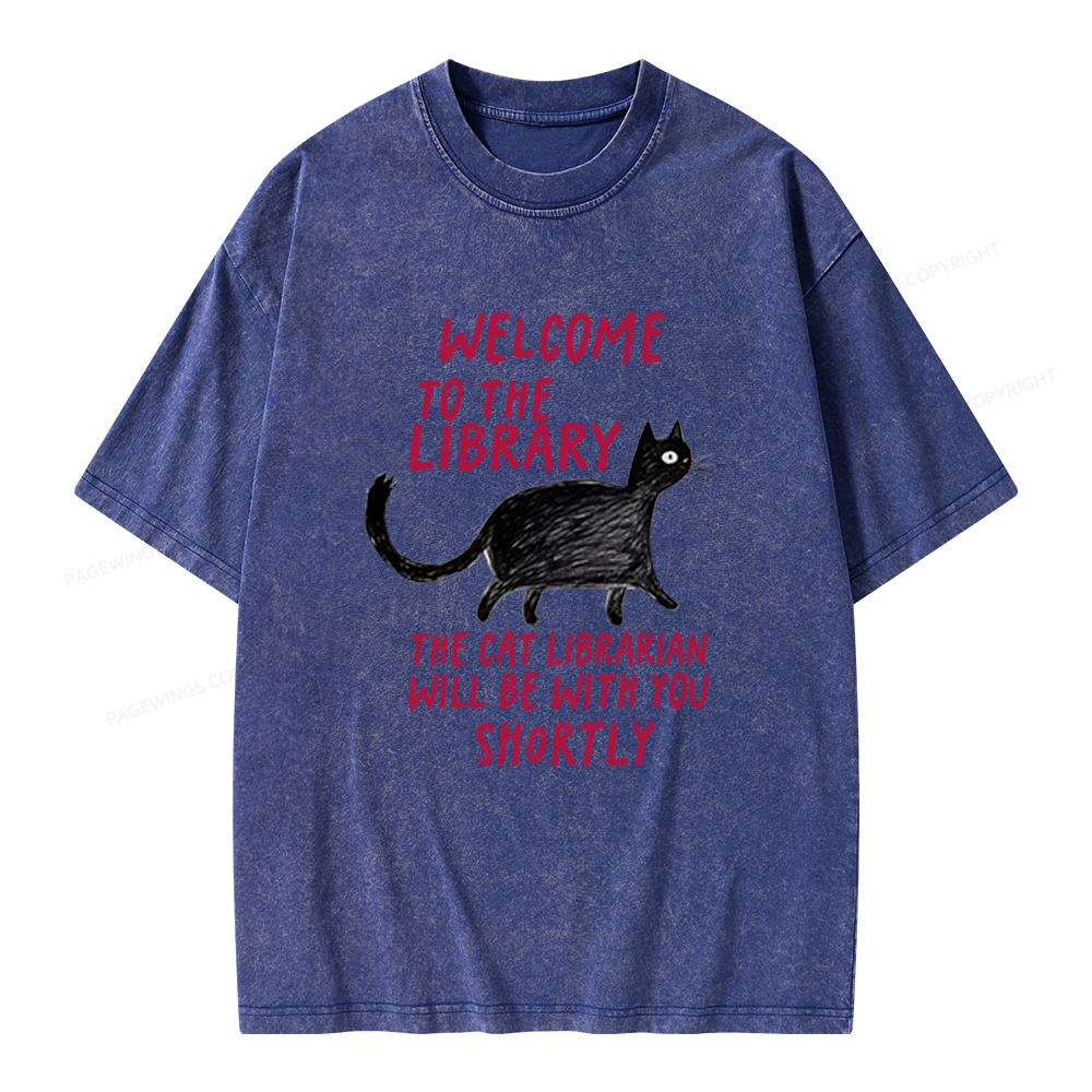 Pagewings Welcome To The Library Unisex Washed T-shirt