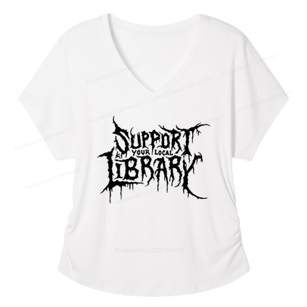 Pagewings Support Your Local Library Soft Women's Modal V-neck T-shirt