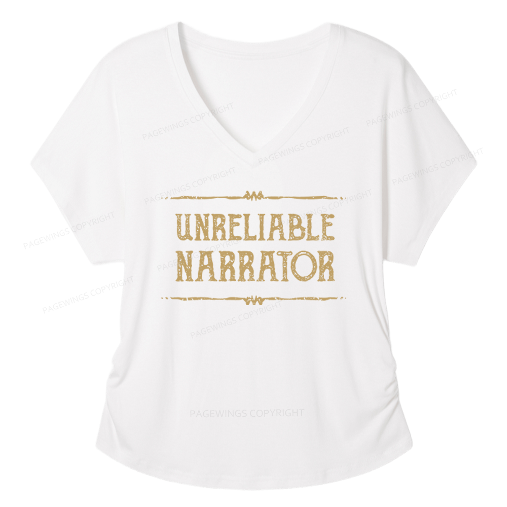 Pagewings Unreliable Narrator Soft Women's Modal V-neck T-shirt