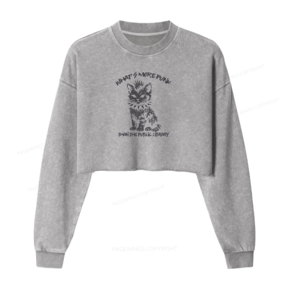 Pagewings What's More Punk Than The Public Library Washed Crop Sweatshirt