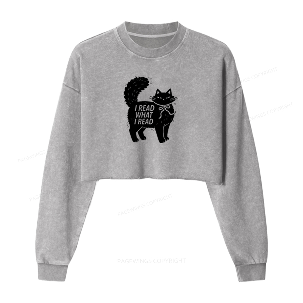 Pagewings I Read What I Read Washed Crop Sweatshirt