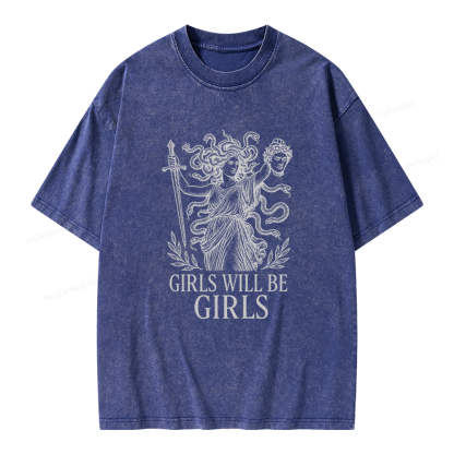 Pagewings Girls Will Be Girls Unisex Washed T-shirt