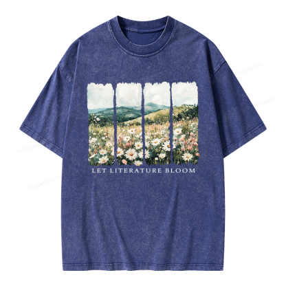 Pagewings Let Literature Bloom Unisex Washed T-shirt