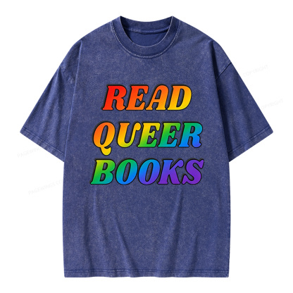 Pagewings Queer Books Unisex Washed T-shirt