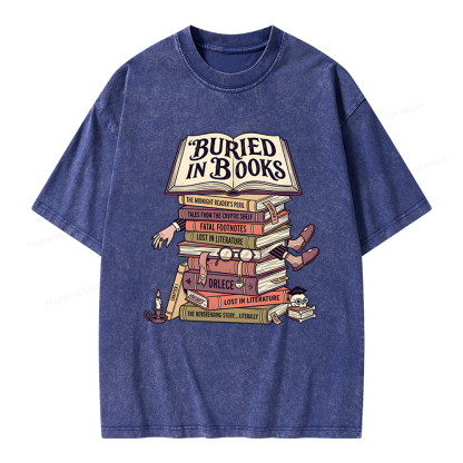 Pagewings Buried In Books Unisex Washed T-shirt
